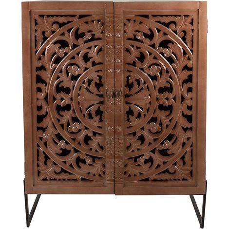 Placard mural marron armoire de rangement suspendue pour cuisine et salon 90x45x115 cm - PANGIVO (1/5)