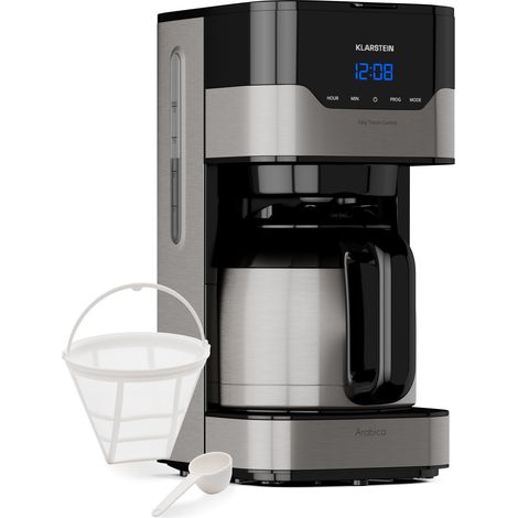 Klarstein 1,2 L Kaffeemaschine mit Thermoskanne und Timer, Kaffeemaschine Filtermaschine für 12 Tassen, 800 W Filter Kaffeemaschine Groß, Filterkaffeemaschine mit Edelstahl-Thermoskanne für Kaffee (1/5)