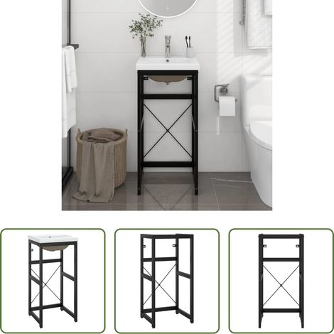 Vasque encastrée - Cadre de lavabo de salle de bain vasque à encastrer Noir Fer (1/5)