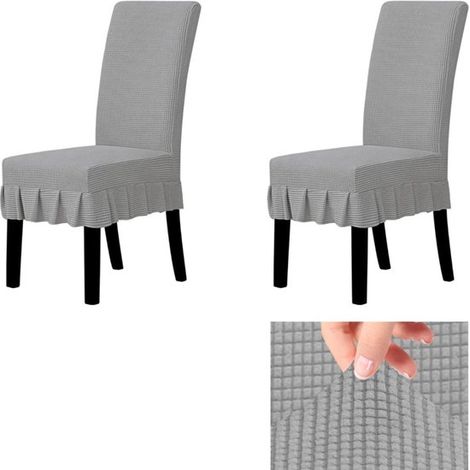 piezas - Funda para silla de comedor - Funda elástica para silla - Funda con faldón - Resistente al polvo - Gris - Ideal para restaurantes y salones de banquetes (1/5)