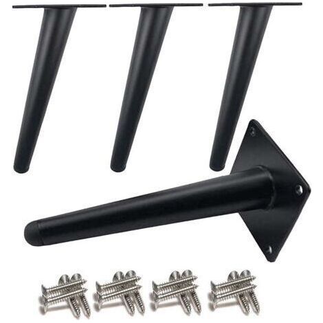 Pieds de meuble obliques en acier inoxydable – Hauteur 20 cm – Anti-rouille et anti-corrosion – Lot de 4 pieds pour tables et canapés (1/5)