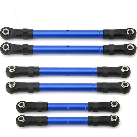 Biellette de direction, barre d'accouplement et tige de traction pour voiture RC Traxxas Hoss 4WD bleue (1/4)
