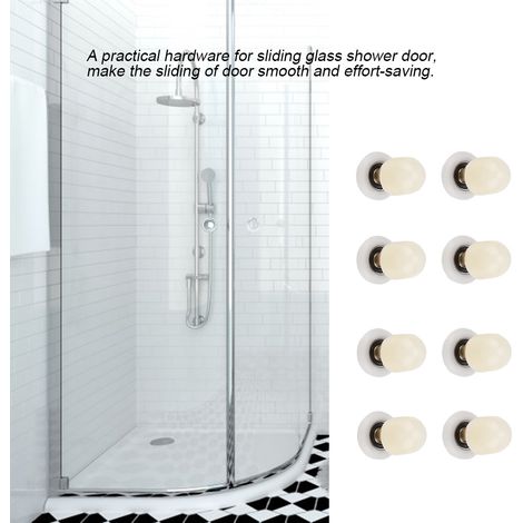 roulettes de porte de douche coulissante en verre ABS laiton, poulies, quincaillerie pour portes de salle de bain (27 mm) (1/5)