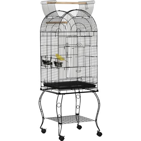 Easycomfort Gabbia per Uccelli e Canarini, Voliera con Ruote in Metallo Nero 51x51x153 cm (1/5)