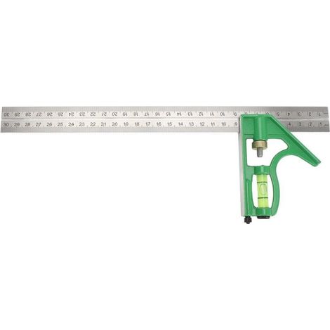 Squadra multifunzione da 300 mm, righello ad angolo retto di 45/90 gradi, strumenti di misurazione con livella a bolla. (1/4)