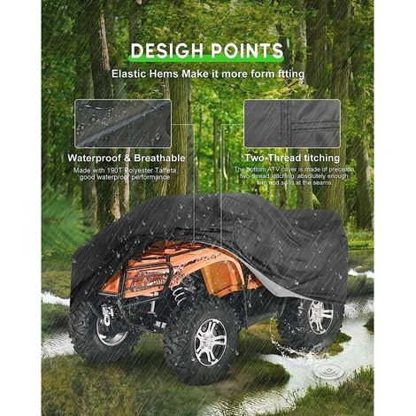 190T ATV Housse Extérieure pour Quad Bache de Protection Camping Car Housse pour Moto Imperméable Coupe-Vent Anti-UV 256110120cm -