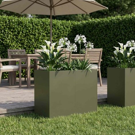 vidaXL Macetero de Jardín Verde oliva 80 x 40 x 60 cm (1/5)