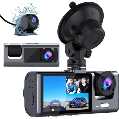 Three-lens, Three-recording Dashcam, Panoramic Double Mirrors in Front, Inside and Behind the Car. (1/3)