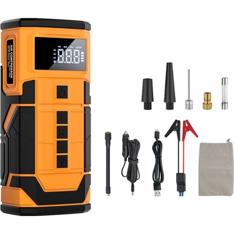 Beyamis Démarreur voiture 600A 14.8V - Pompe 150PSI 3 modes LED 10000mAh (1/5)