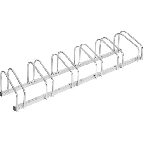 WOLTU Fahrradständer für 6 Fahrräder Fahrradhalterung auf dem Boden Aufstellständer für Fahrradaufhängung Fahrradhalter aus Metall, SIilber (1/5)