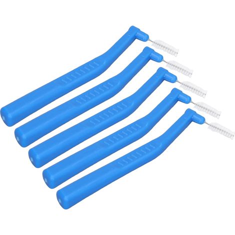5 pièces Brossettes Interdentaires en Forme de L, Nettoyage Efficace contre la Plaque, Brossette pour Appareil Dentaire et Soins Dentaires Bleues