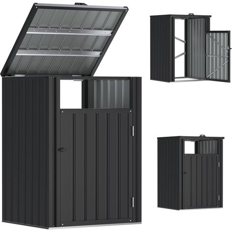YODOLLA Wheelie Bin Storage Shed, Lockable Weatherproof Outdoor Bin Store with Gas Lift Lid (1/5)