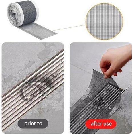 1 filtre de vidange de douche autocollant avec grattoir en plastique pour baignoire et balcon (1/5)