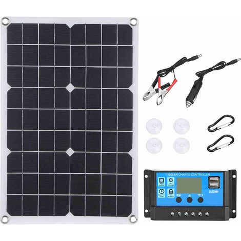 Ortviai Panneau Solaire Portable 20 W, Silicium Monocristallin, 18 V, avec Contrôleur 40 A et Double Port USB (1/5)