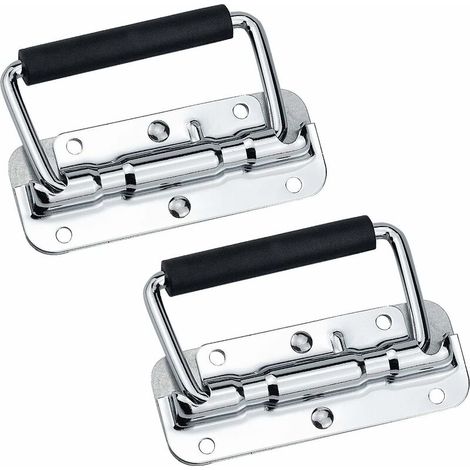 royaluxe - 2PCS Poignées de Caisse Pliantes en Acier Inoxydable 110 X 41mm, Argenté, (1/5)