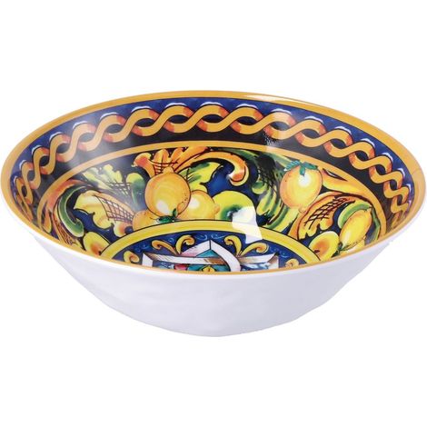 1 Pezzo Ciotola da Cucina Multiuso in Melamina Decoro Lemon 21,5 x 8 cm (1/2)