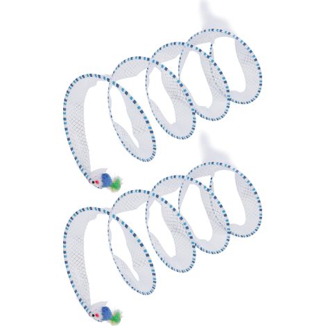 Lot de 2 tunnels pour chats en forme de S pliables et extensibles, avec jouet en peluche latéral pour chats d'intérieur. (1/5)