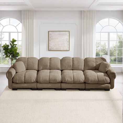 Steppdesign mit Elegante Armlehnen,Dicke Sitzkissen,Weich und Stützend,Ergonomisch geformte Rückenlehne,Einfach Aufzubauen,braun (1/5)