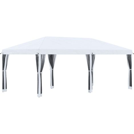 Gazebo da Giardino 6x3 m Pieghevole con Zanzariera e Borsa di Trasporto in Acciaio e Tessuto Oxford Crema (1/5)
