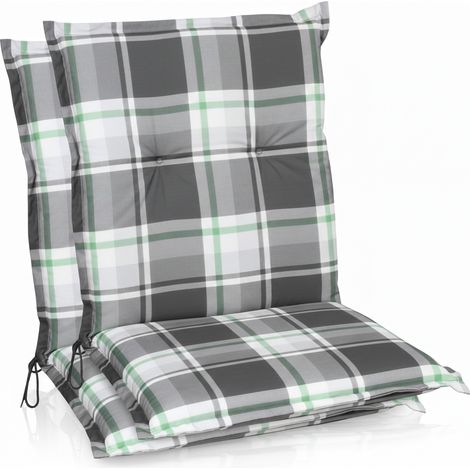 2er Set Sunny MK Niedriglehner Auflage 100x50cm Mintgrün Kariert
