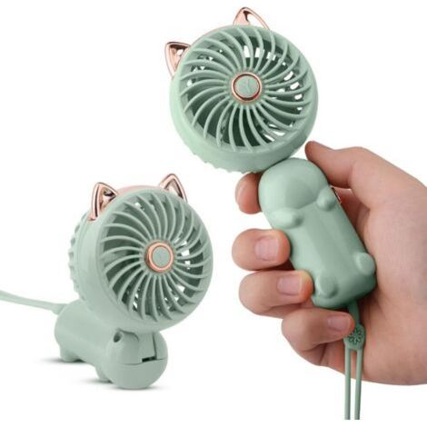 Mini-Tragventilator mit wiederaufladbarem Akku und 3 Geschwindigkeitsstufen, niedlicher persönlicher elektrischer Ventilator für Mädchen/Frauen/Kinder im Freien, zusammenklappbar für Schreibtisch/Tisc