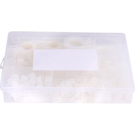 200 attaches de câble en nylon plastique de type R et P, assortiment de fixations (blanches) (1/5)