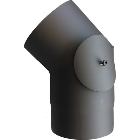 Sivac – Coude à 45° avec trappe gris – Ø 150 mm pour poêles à bois – Accès facile pour entretien conduit – Raccord fumisterie (1/2)