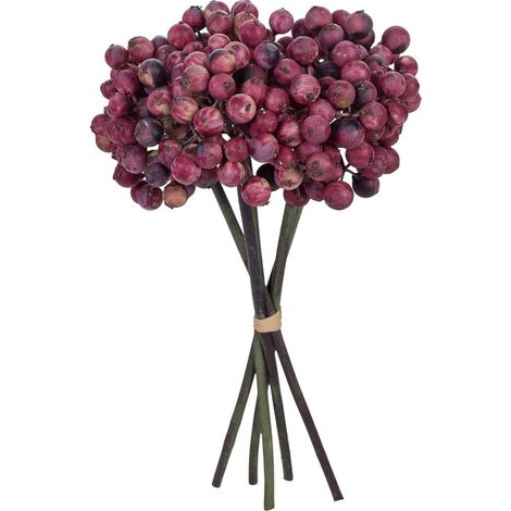 Planta ramo de bayas decorativo artificial rosa 14x14x25h cm (1/5)