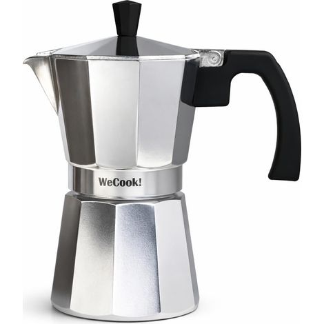 Cafetière Expresso Italienne en Aluminium, 9 Tasses de Café, Joint d'étanchéité en Silicone, Soupape de Sécurité, Vitrocérame, Gaz, Électrique (1/5)