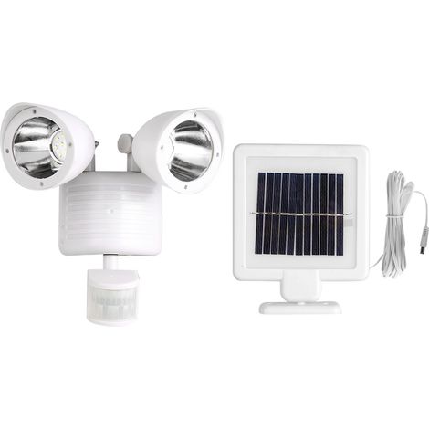 Wasserdichte Außenwandleuchte mit zwei Leuchtenköpfen, 22 LEDs, Solarbetrieb und PIR-Bewegungsmelder (1/5)