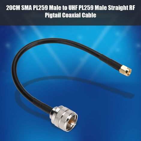 Câble coaxial RF droit SMA PL259 mâle vers UHF PL259 mâle, 20 cm (1/5)