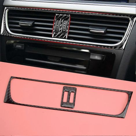 Kit de 2 pièces pour grille d'aération de climatisation de console centrale, cadre en fibre de carbone, compatible avec Audi A4 B8, A5 et Q5 (2009-2016, conduite à droite). (1/5)