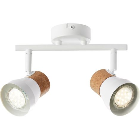 BRILLIANT Lampe Moka Spotrohr 2flg weiß matt/braun 2x PAR51, GU10, 10W, geeignet für Reflektorlampen (nicht enthalten) Köpfe schwenkbar (1/5)