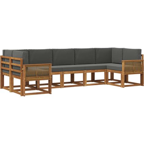 Conjunto de sofás de exterior 7 uds. Natural y Antracita vidaXL (1/5)