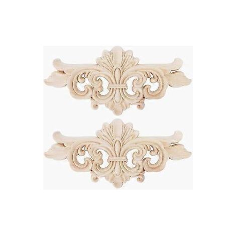appliques sculptées - Fleurs sculptées, longues appliques décoratives, sculptures, autocollants pour meubles, portes et décoration intérieure (16 x 7,5 cm) (1/5)