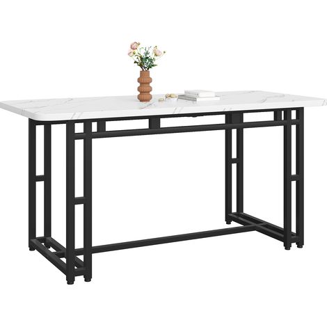 Table à manger luxueuse et légère de 140 x 80 cm, structure métallique, table rectangulaire, table de cuisine moderne