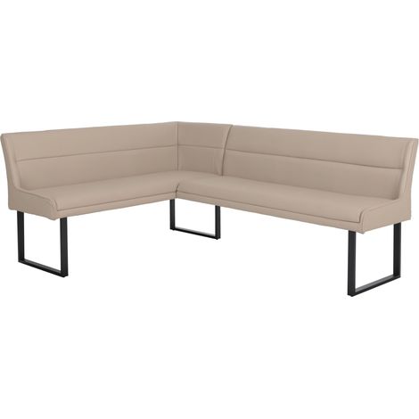 [NON UTILIZZATO] Panca angolare HHG-894, sala da pranzo, ecopelle metallo 158 x 209 cm, beige (1/5)