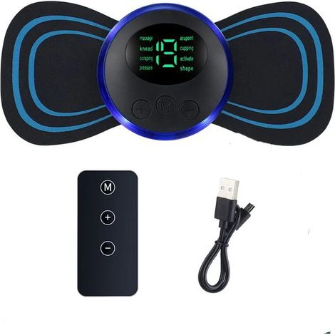Nackenmassagegerät mit LCD-Bildschirm, EMS-Elektromassagepflaster mit niedriger Frequenz, pulsierender Muskelstimulation, Schmerzlinderung und Entspannung – AquaForge