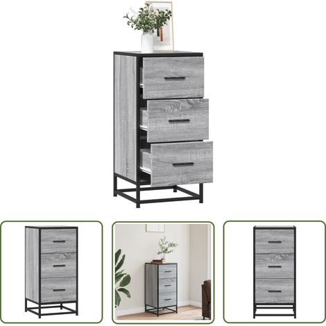Rangement ménager - vidaXL Buffet sonoma gris 35,5x35x76 cm bois d'ingénierie et métal - Buffet industriel (1/5)