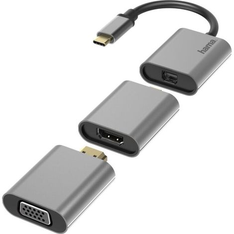 Adaptador Hama 00200306 6 en 1 Connect2Go, USB-C, Mini-DisplayPort, HDMI, VGA (1/3)