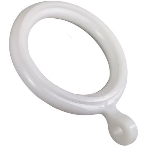 Set de 20 anneaux et crochets en plastique blanc de 34 mm pour fenêtres et tringles à rideaux de douche