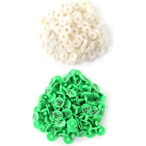 Lot de 100 étiquettes d'oreille en plastique de qualité pour bétail animal pour lapin, renard, chien, marqueur (vert) (1/5)