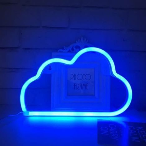 Néon LED Cloud Sign Décor Léger, Décor Mural pour Noël, Fête d'anniversaire, Chambre d'enfants,Décoration nurage bleu (1/4)