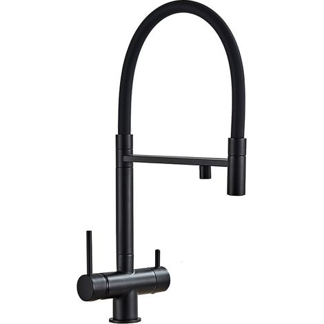 Grifo Osmosis Inversa 3 vías, extraible, elegante, giratorio de Rosmmel de la Serie Helios  Negro (1/5)