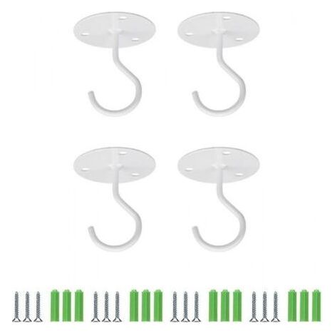 Crochets de plafond Crochets de plafond blancs à montage mural robustes pour plantes suspendues Support de plante en métal avec vis Mangeoires à oiseaux Lanternes Carillons éoliens (1/5)