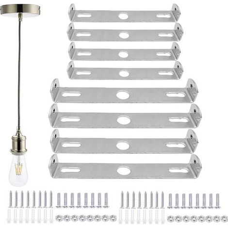 Lot de 8 plaques de plafond – 105 mm – Avec vis – Support pour luminaires et appliques – Fer – Argent (1/5)