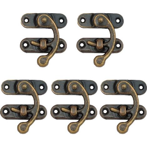 Ensemble de 5 pièces avec fermetures, cadenas rétro antique, cadenas à rotation, serrures métalliques pour boîtes, cadenas à corne antique, cadenas pour boîte, cadenas pour armoire Z (1/5)