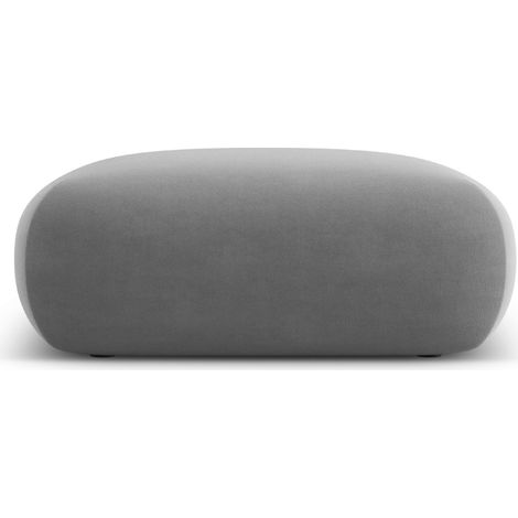 Pouf 2 places en velours gris clair (1/4)