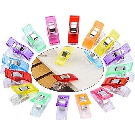 50 PCS Pinces de Couture, DIY Pince Clips en Plastique pour Reliure Couture Artisanat Couleurs Assorties (1/5)