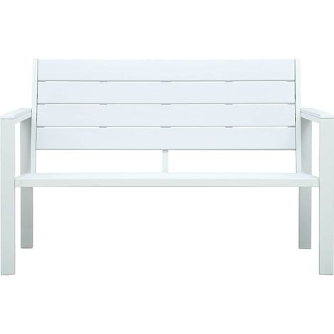 vidaXL Banco de jardín HDPE blanco aspecto madera 120 cm (1/2)